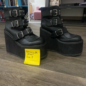 Black Demonias Platform Ankle Boots